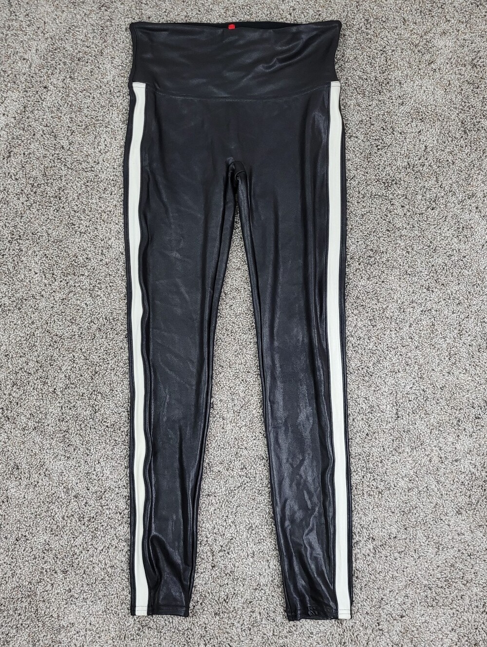 Spanx Faux Leather Stripe Leggings Womens Medium